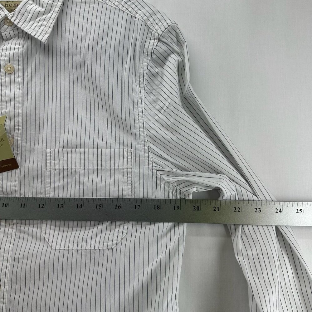 Sonoma Life+Style Shirt Mens S Casual Poplin Button Up Long Sleeve Striped White - Picture 7 of 12